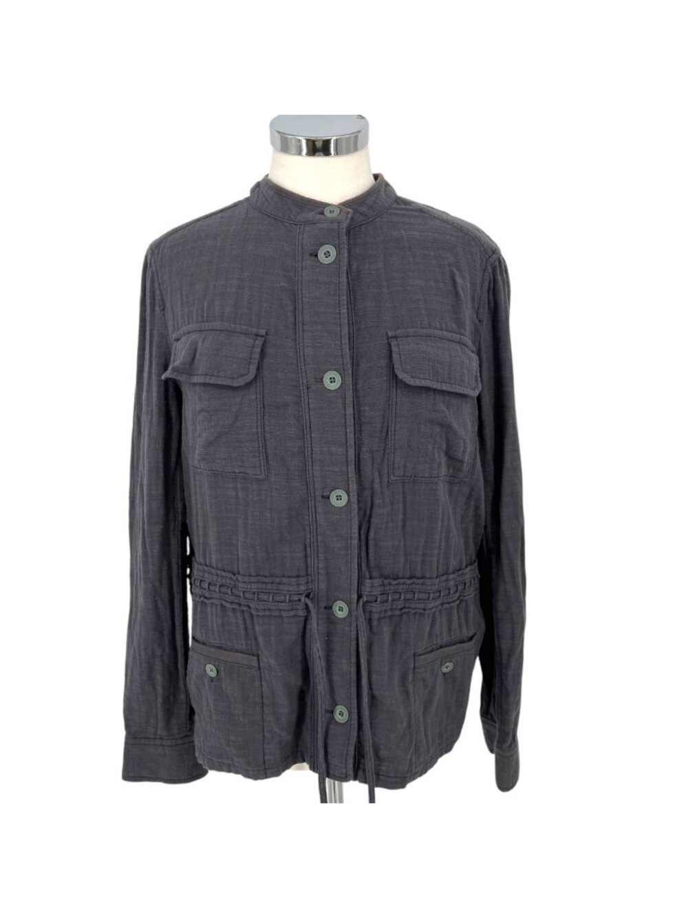 Hei Hei Anthropologie Button-Up Utility Jacket Boho Utility Gray Size Medium